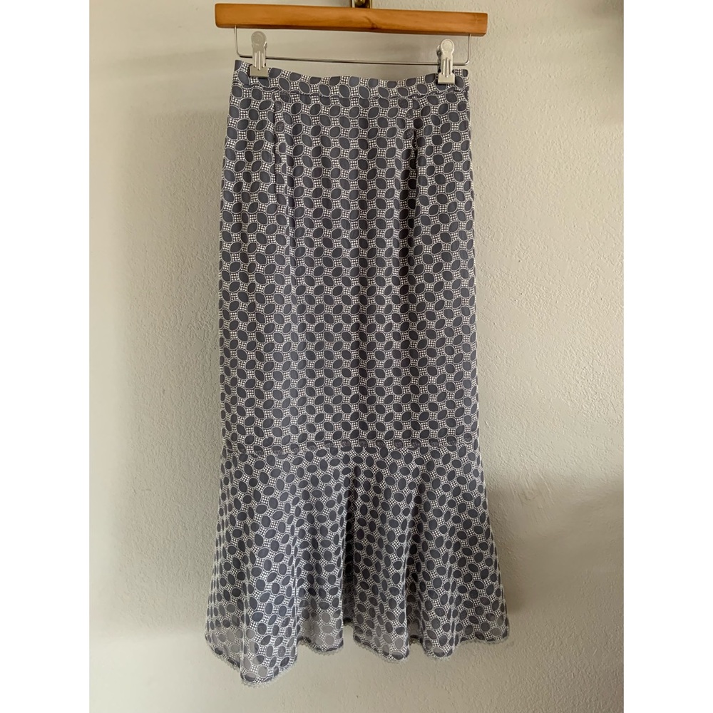 High Waisted Fit & Flair Cool Grey Midi Skirt